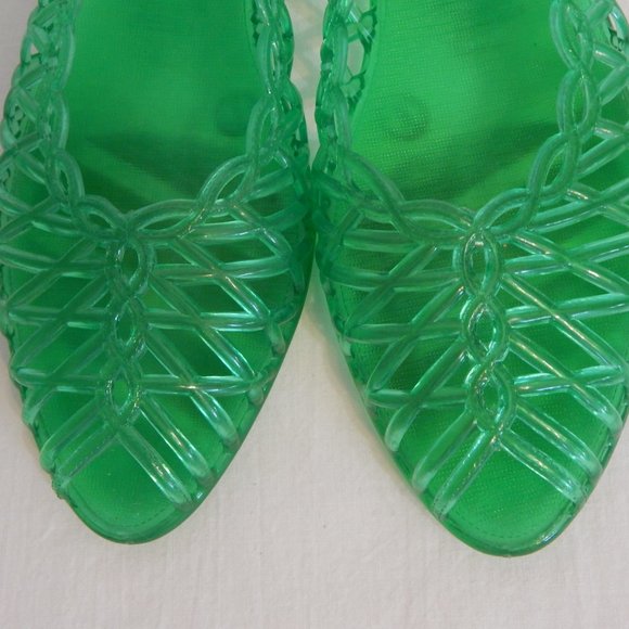 green jelly shoes